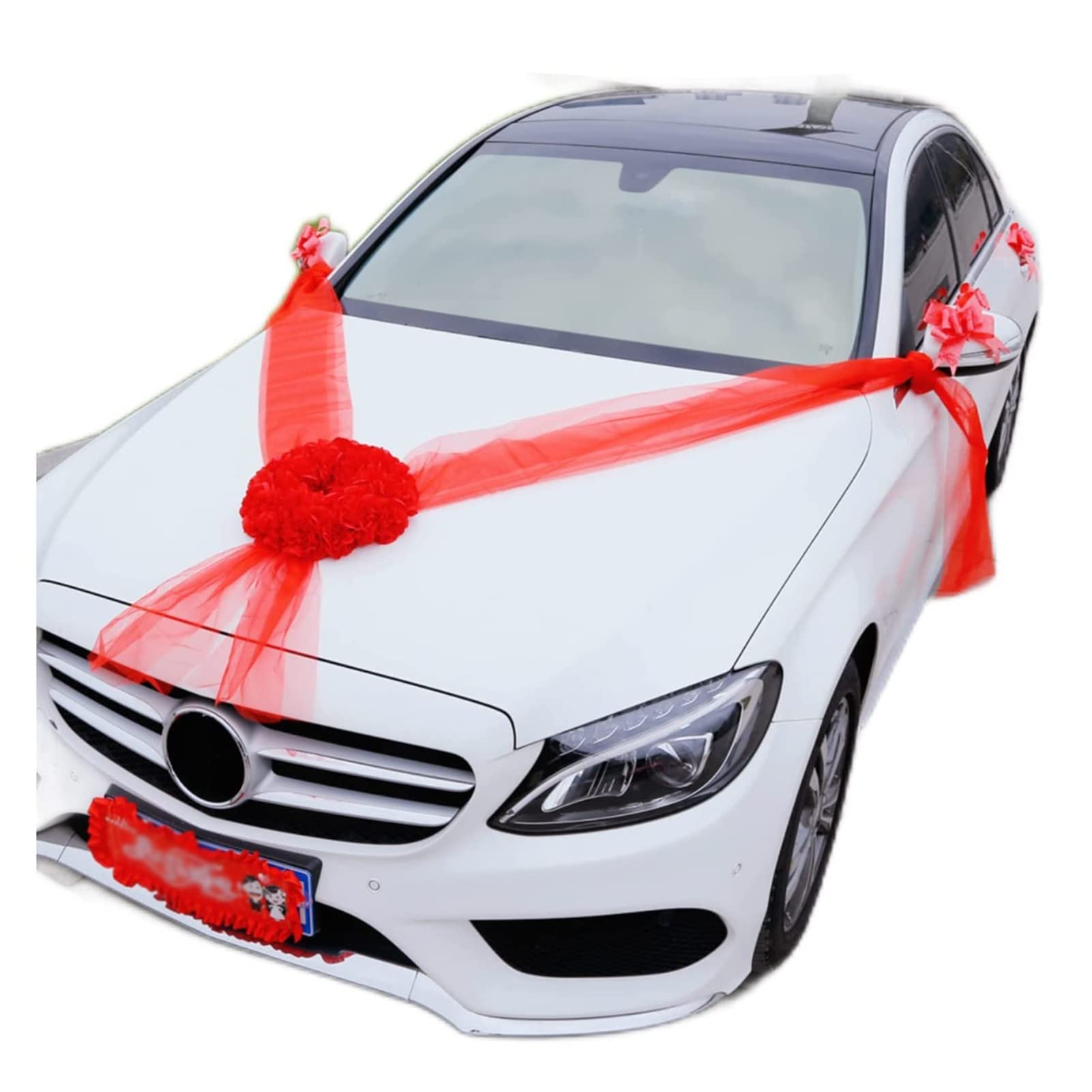 QALSI Red Wedding Car Decoration Kit - Premium Ribbons, Bows, and Flowers for Wedding Cars, Party Decorations, and Special Events