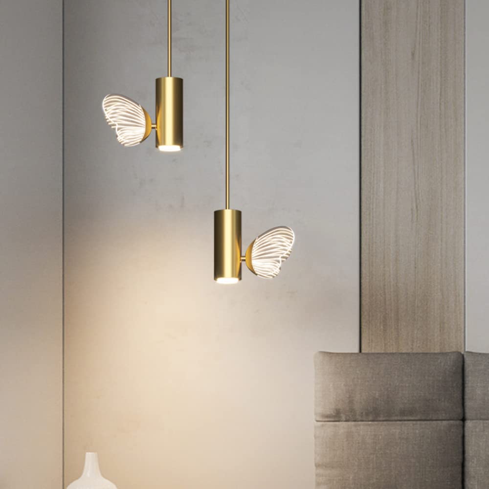 Modern Butterfly LED Pendant Light - Adjustable Height Metal Hanging Lamp with Acrylic Shades, 26W Warm White Chandelier for Living Room, Bedroom, Dining Room Decor | Creative Home Lighting Fixture for Indoor Spaces