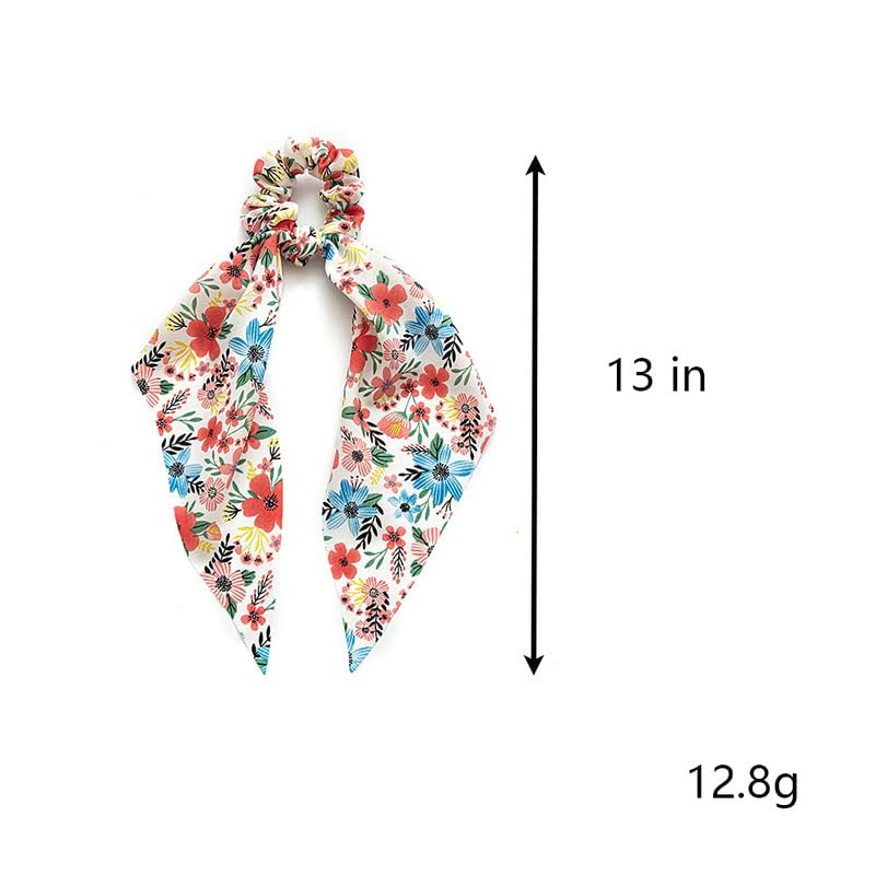 Shidara Floral Chiffon Hair Scrunchies for Women - Soft Elastic Hair Ties, Ribbon Hair Bands & Ponytail Holders (6-Piece Set) - Perfect for Office, Party, Wedding & Everyday Use