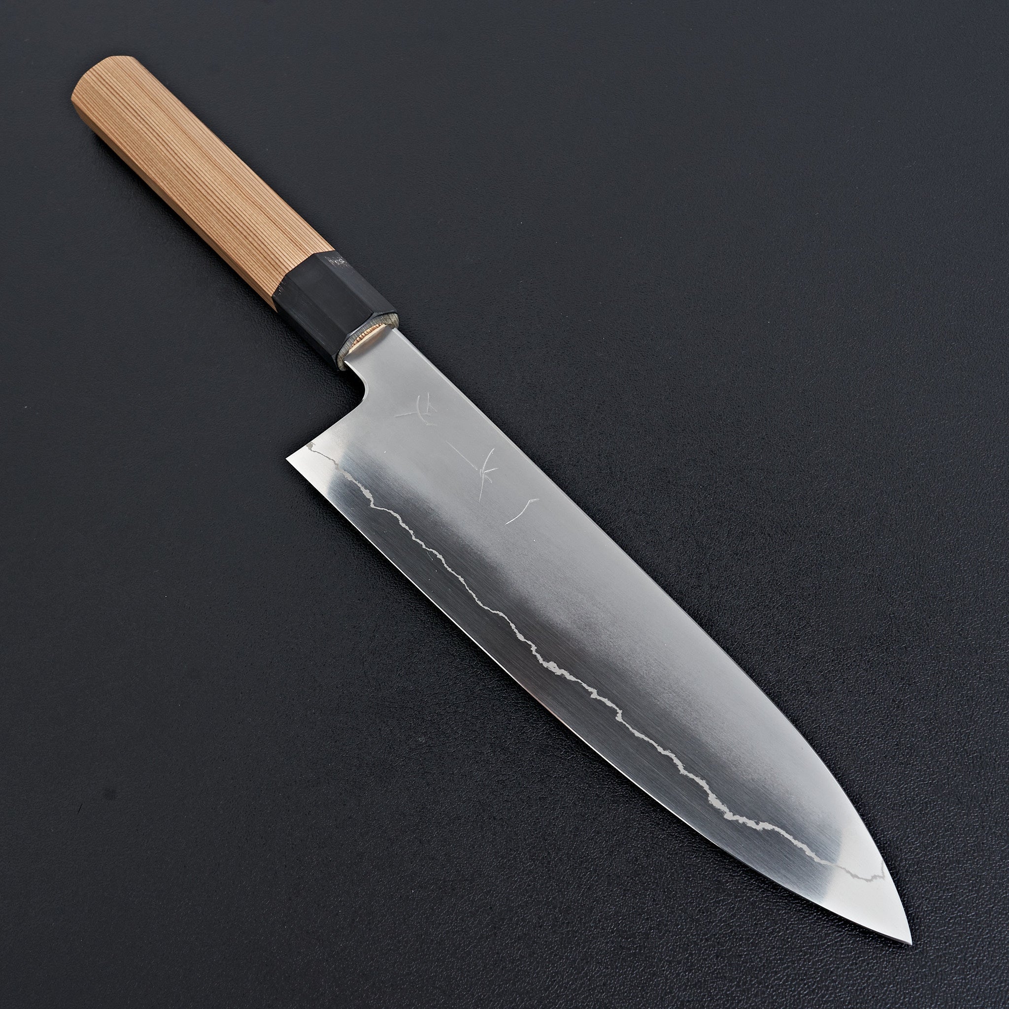 Hitohira Kikuchiyo Izo Silver #3 Gyuto 210mm Japanese Chef Knife with Yakusugi Cedar Handle - Perfect for Sushi, Meat Cutting & Professional Kitchen Use