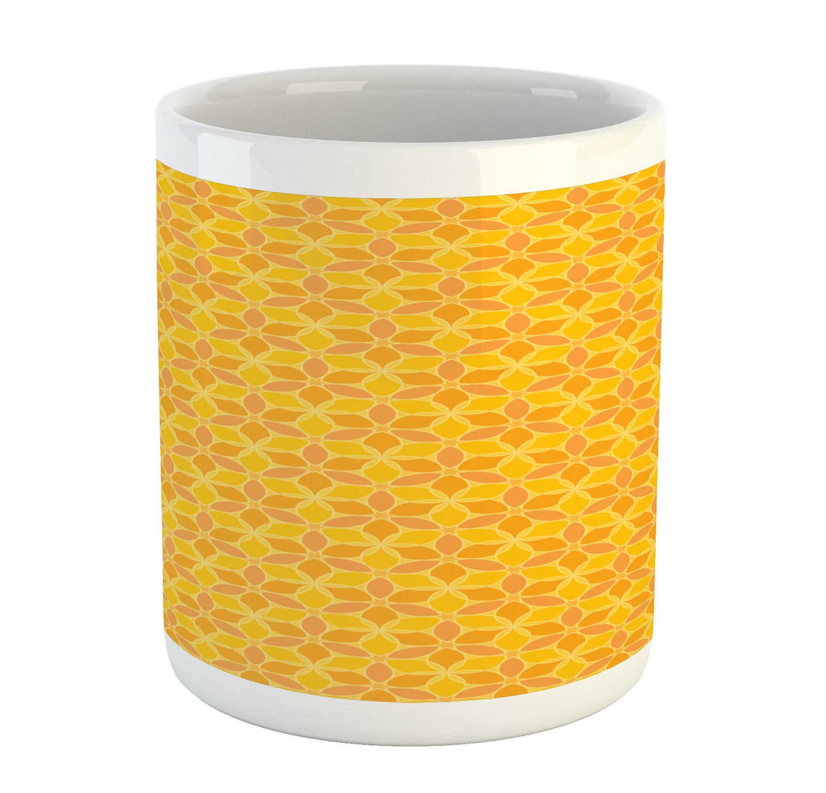 Abstract Floral Ceramic Mug - Orange & Yellow Coffee Cup for Home & Office