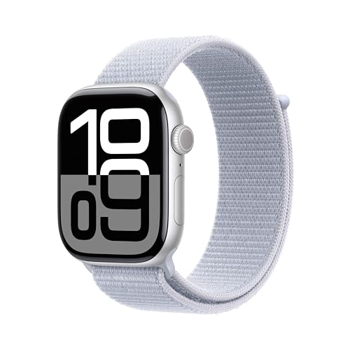 Silver Aluminium Case with Blue Cloud Sport Loop