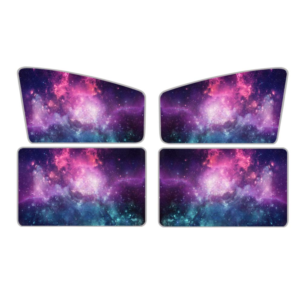 3D Galaxy Pattern Car Sunshade 4-Pack - Universal Side & Rear Window Shades for Cars, UV Protection for Drivers & Kids | Keep Vehicle Cool, Custom Car Accessories for Summer Travel & Daily Commute
