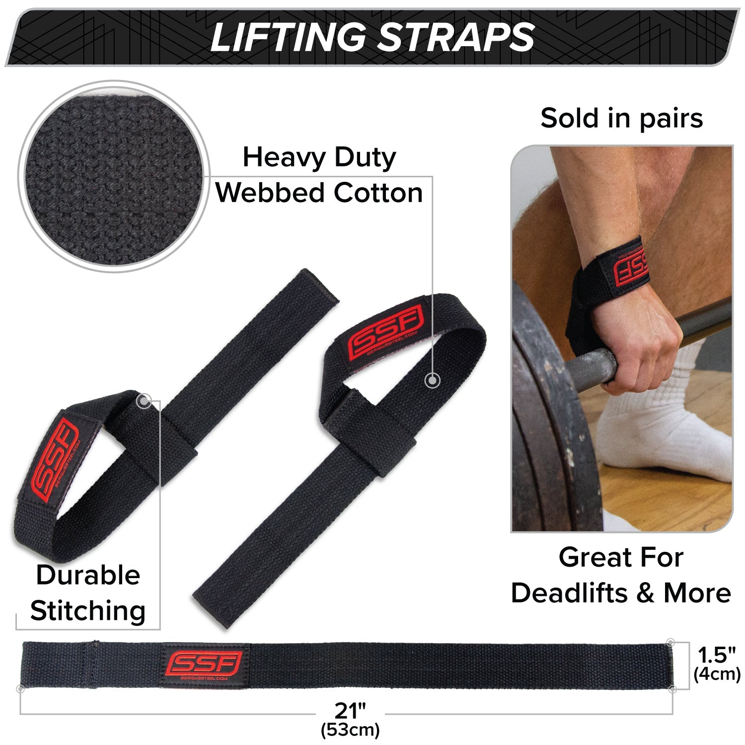 Premium Weightlifting Straps for Gym & Powerlifting - Heavy Duty Wrist Support for Deadlifts, Pull Ups & Strength Training - Ideal for CrossFit, Bodybuilding & Home Workouts