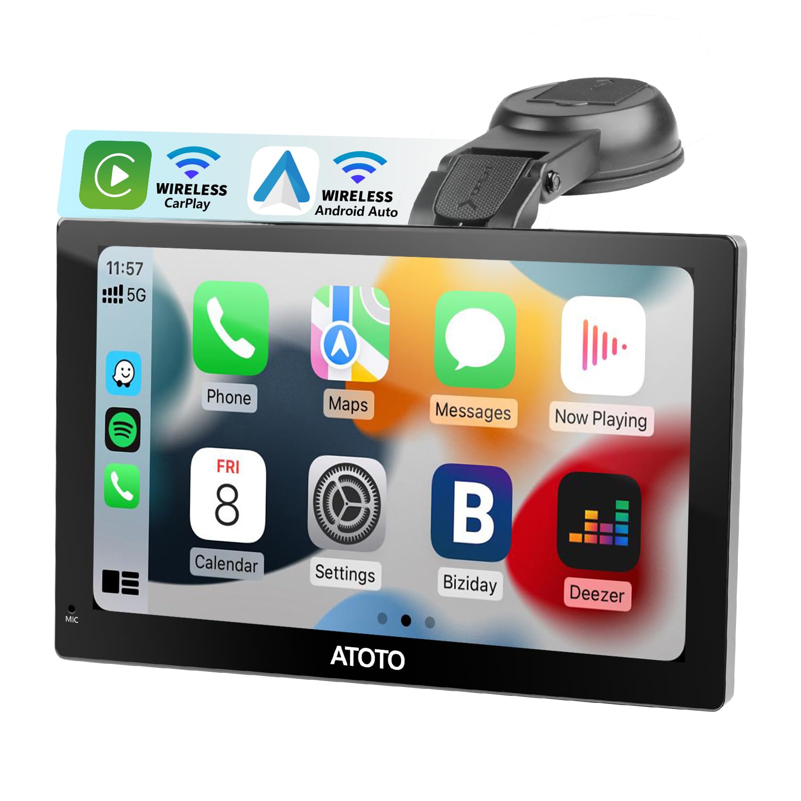 ATOTO P5 9 Inch Wireless CarPlay & Android Auto Car Stereo with QLED Screen | Bluetooth, GPS Navigation, Phone Mirroring & Voice Assistant | Perfect for Road Trips & Daily Commuting