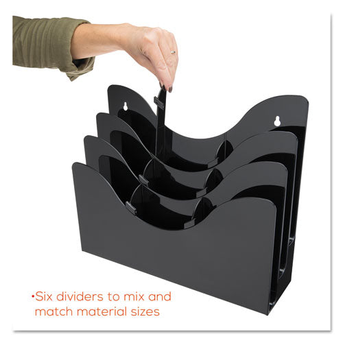 3 Tier Acrylic Literature Display Stand with Removable Dividers - Magazine and Pamphlet Organizer - 13.38