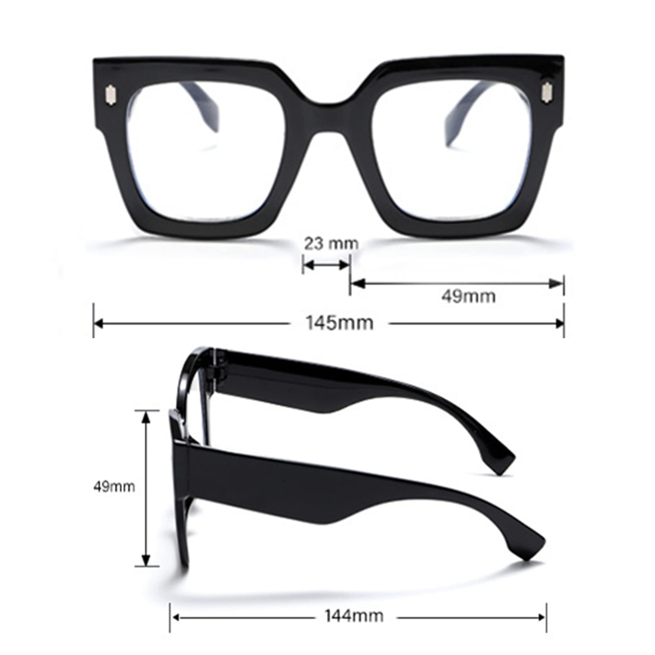 Bullabulling Oversized Square Blue Light Blocking Reading Glasses for Women - Stylish Computer Readers with UV Protection - Perfect for Office Work, Screen Time & Night Reading