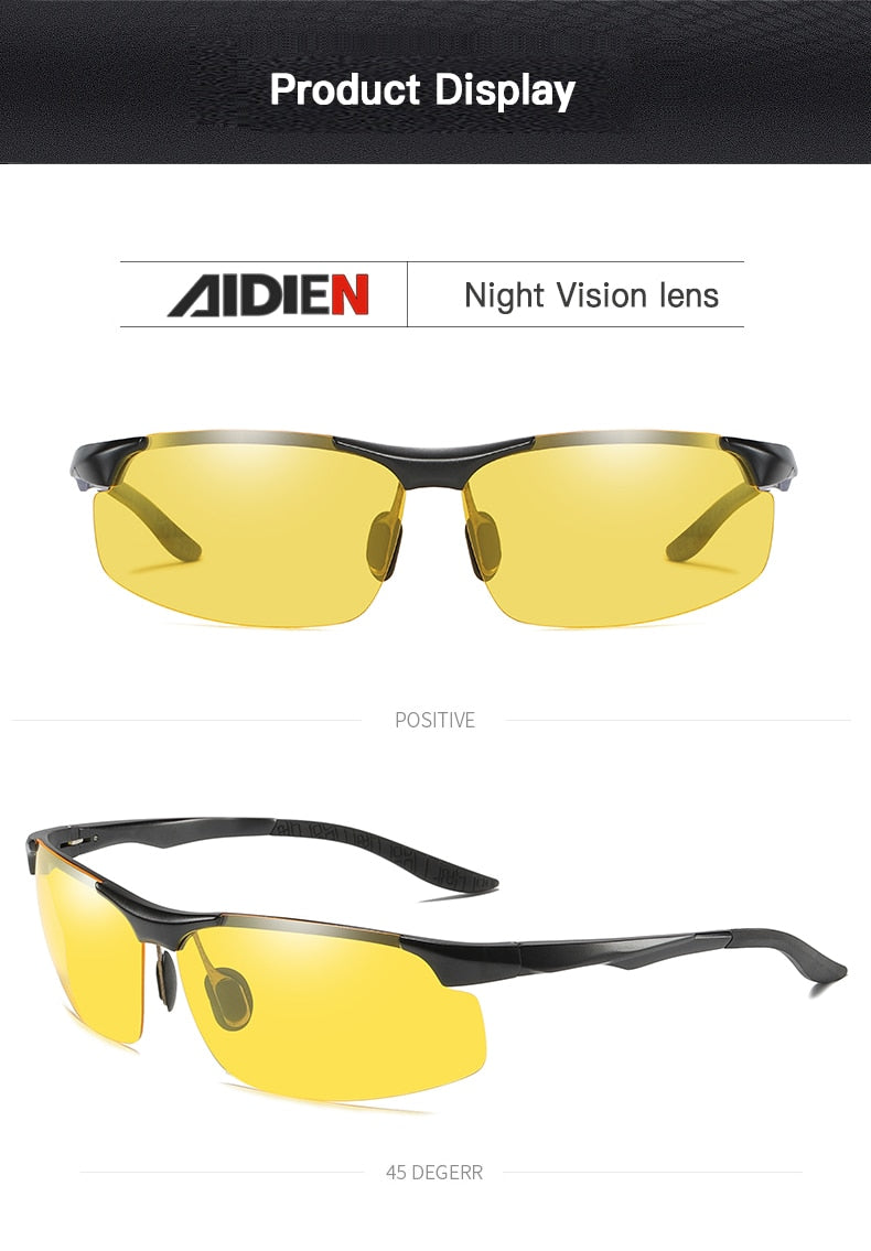 Aidien Men's Full Rim Square Aluminum Magnesium Reading Glasses & Sunglasses D8177 - Lightweight Eyewear for Reading, Driving & Outdoor Activities
