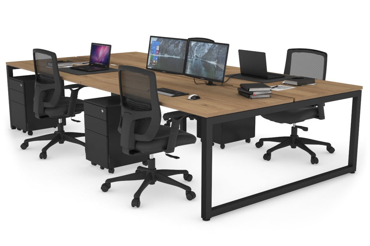 Quadro Loop Legs 4 Person Office Workstation - 1800L x 800W with Cable Management Scallop - Ideal for Collaborative Workspaces & Open Office Environments