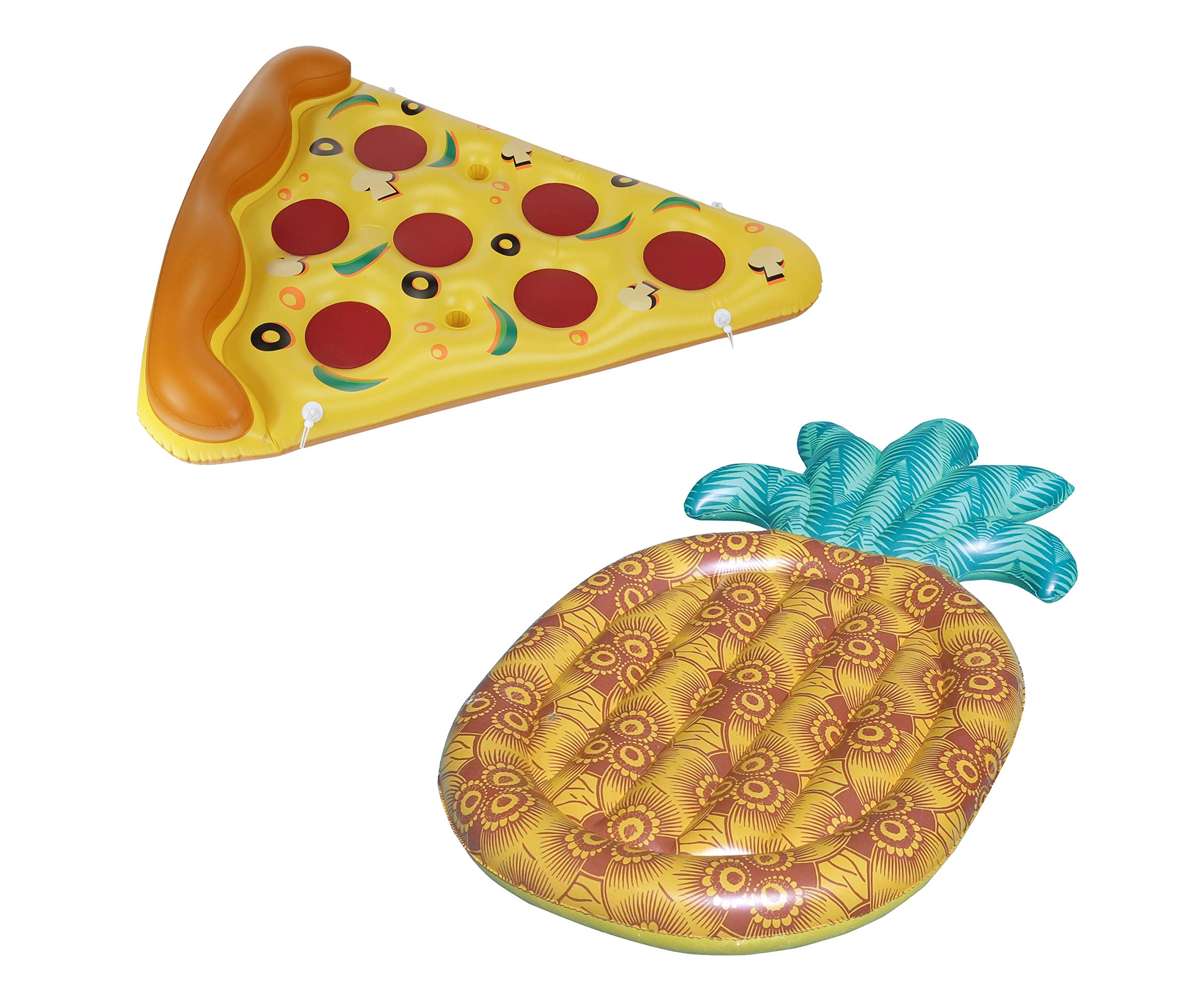Swimline Pool Pizza Slice & Giant Inflatable Pineapple Float Bundle - Fun Summer Pool Party Floats for Adults & Kids - Perfect for Backyard Pools, Beach Vacations & Water Activities