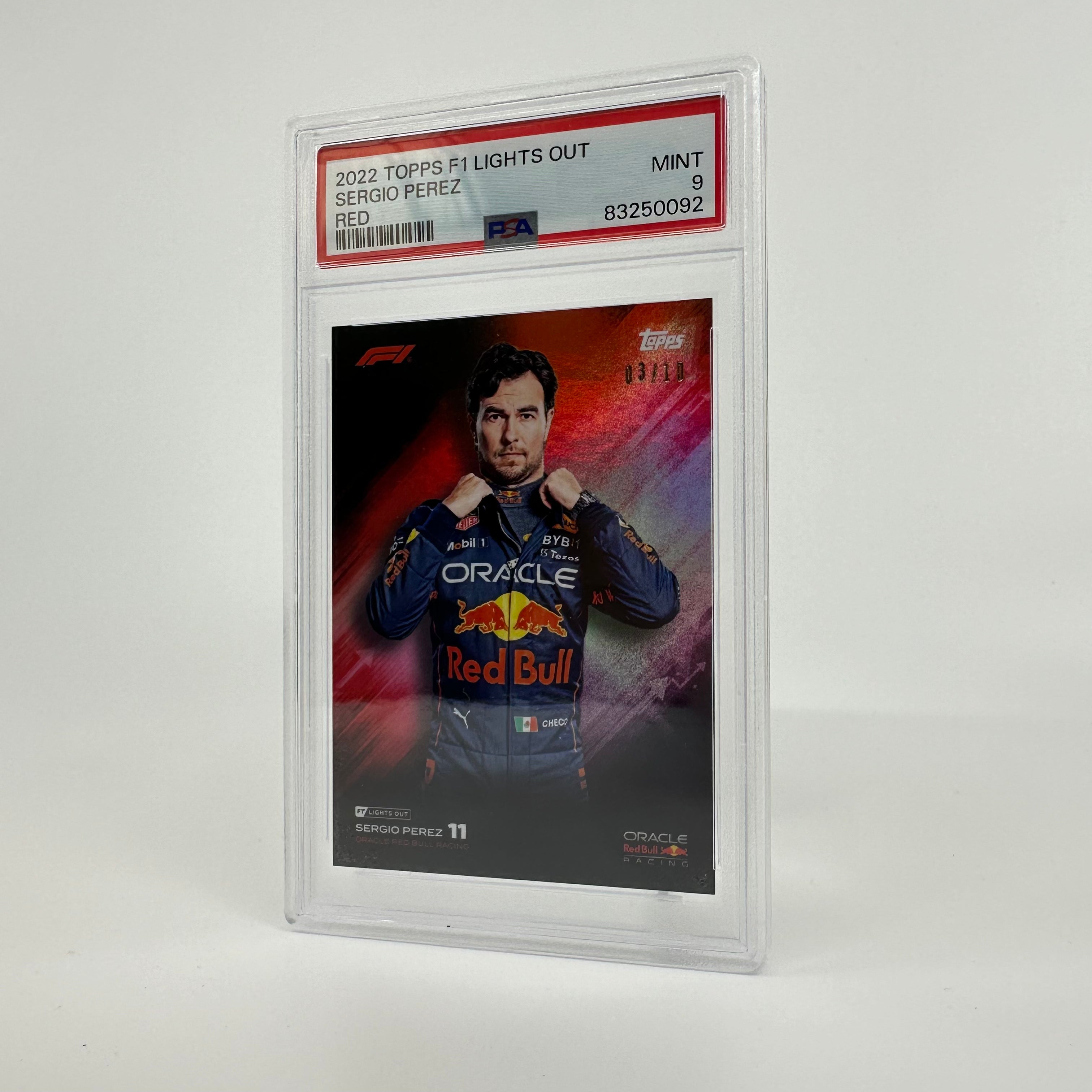 PSA 9 Graded 2003/10 Sergio Perez Red Bull Racing F1 Rookie Card - Perfect for Collectors & Formula 1 Fans Display