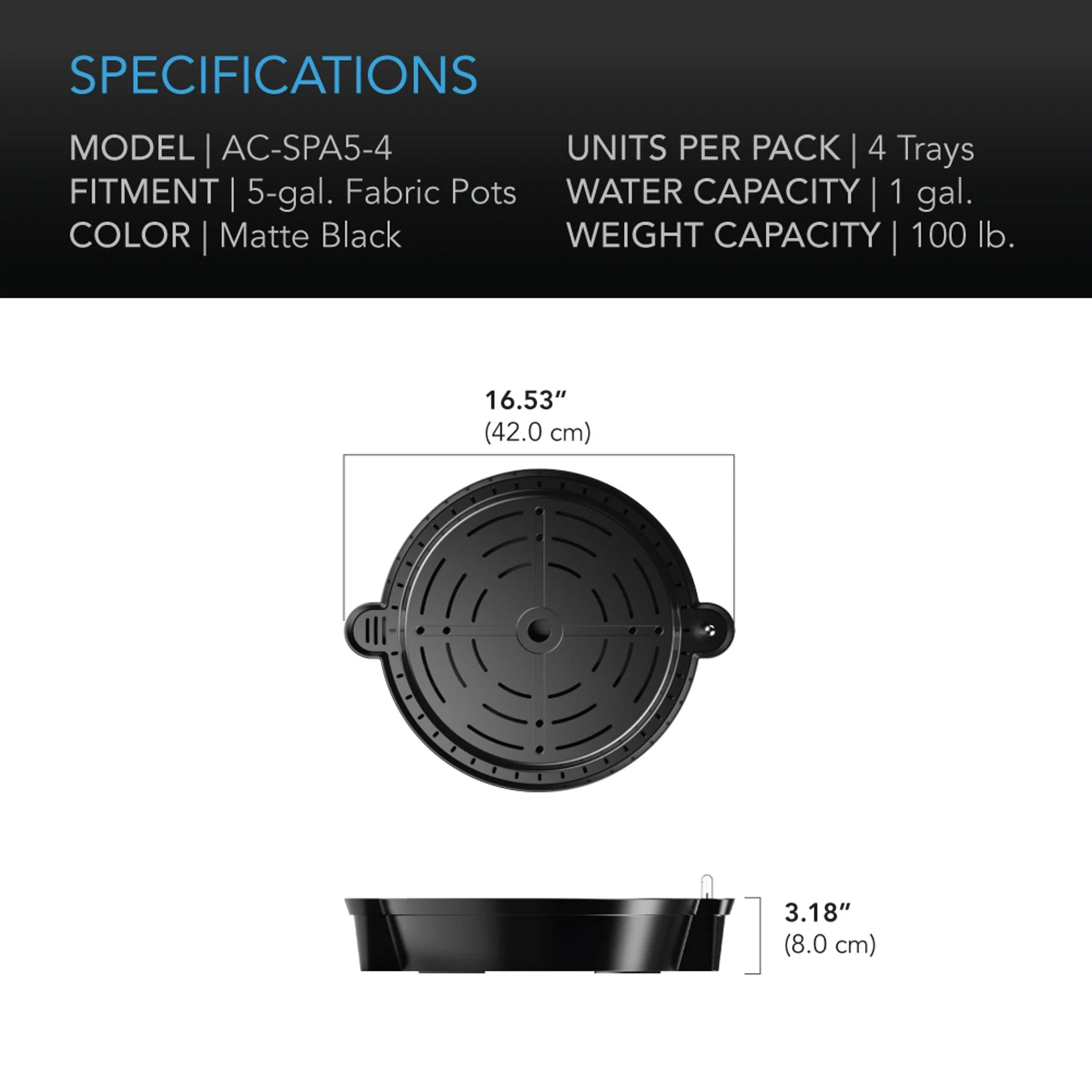 AC Infinity Self Watering Fabric Pot Base 4 Pack - Automatic Plant Watering System for Indoor/Outdoor Plants, Perfect for Grow Bags, Raised Beds & Container Gardening