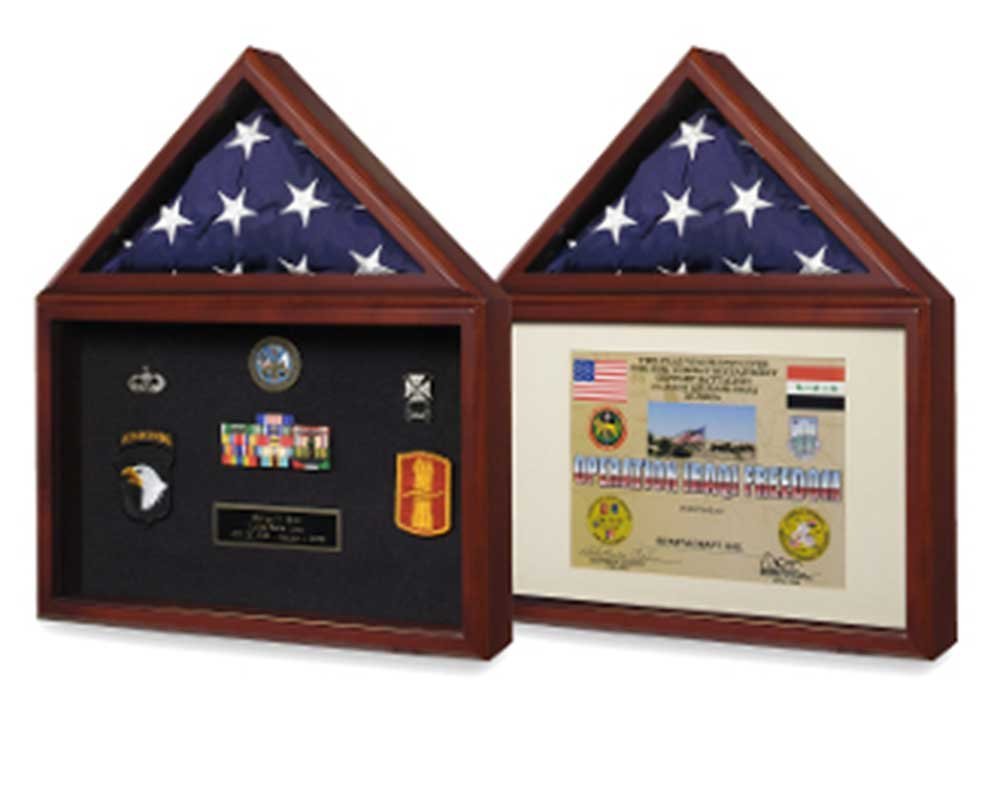 Father's Day Flag Display Case - Wooden Shadow Box for Military Flags, Retirement Gifts - Perfect for Home Decor, Man Cave, Office Display