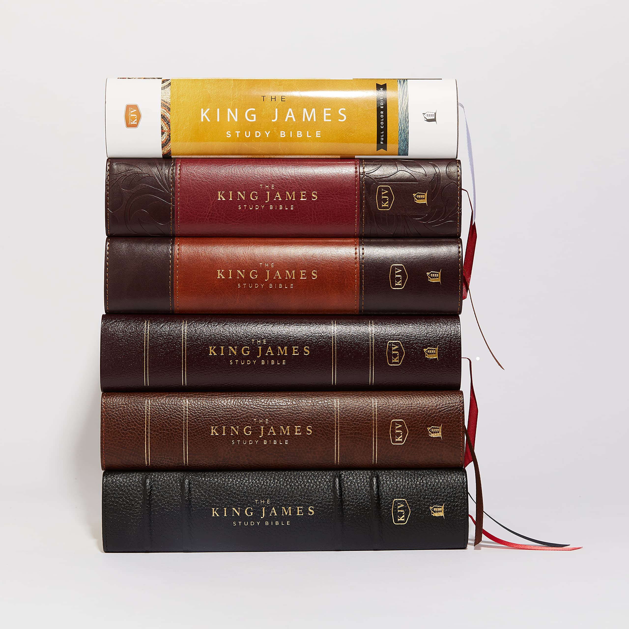 KJV The King James Study Bible - Bonded Leather, Brown, Thumb Indexed, Red Letter, Full-Color Edition | Holy Bible King James Version | Perfect for Church, Bible Study & Personal Devotion