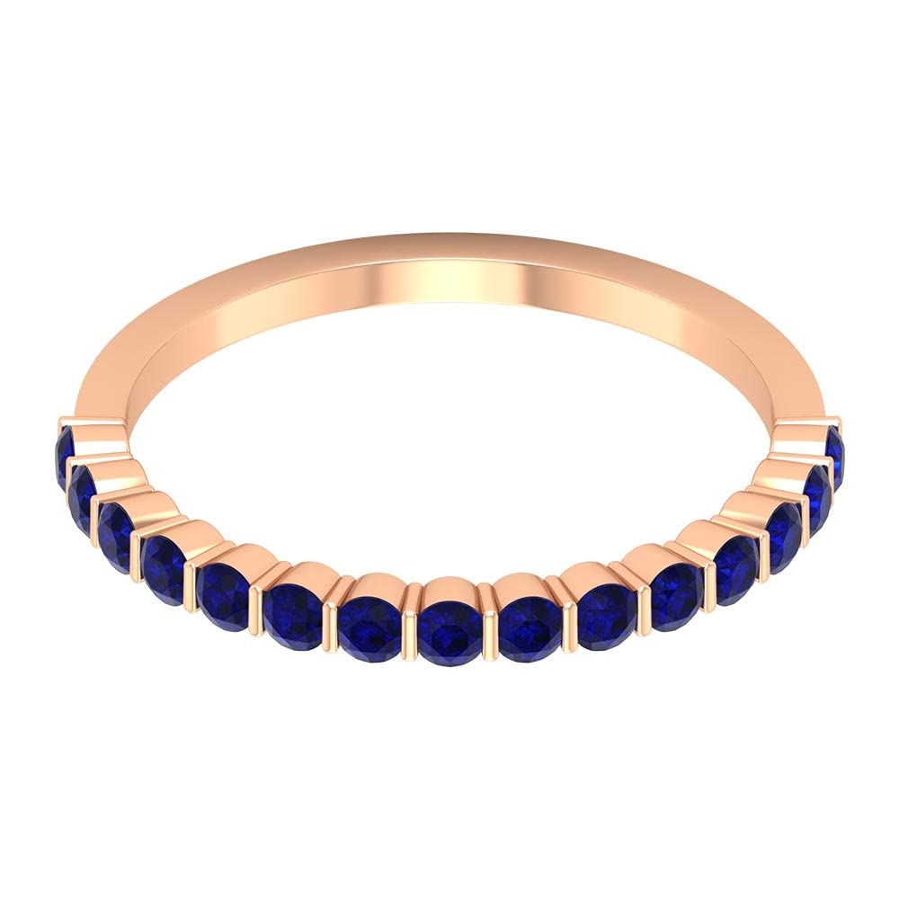 1/2 CT Lab-Created Blue Sapphire Half Eternity Ring - 14K Solid Gold Wedding Band, Anniversary Jewelry Gift for Her - Perfect for Engagement, Promise Rings & Special Occasions