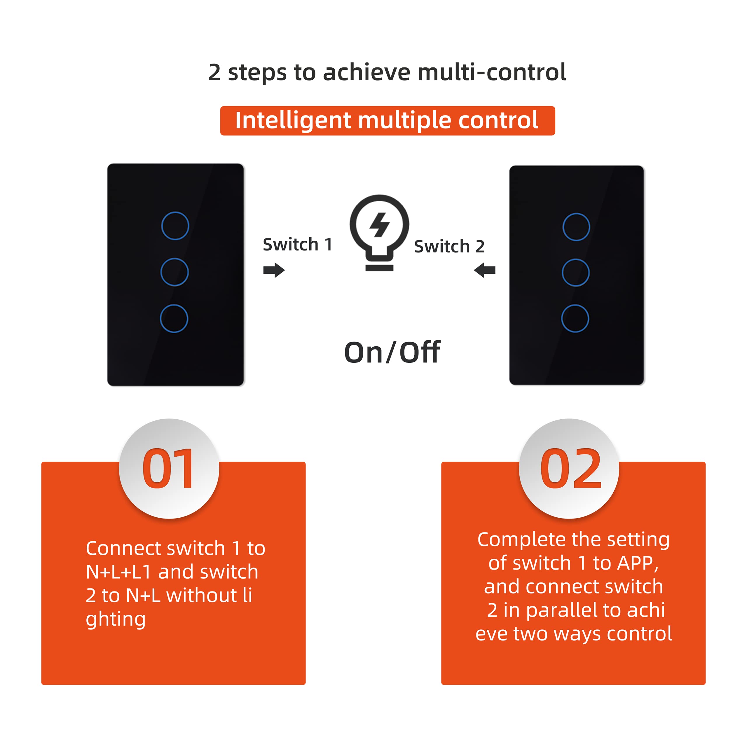 Smart Glass Touch Light Switch - 3 Gang, White - Alexa & Google Home Compatible, No Hub Required, Remote & Timer Control via Smart Life App - Perfect for Home Automation & Smart Lighting Solutions