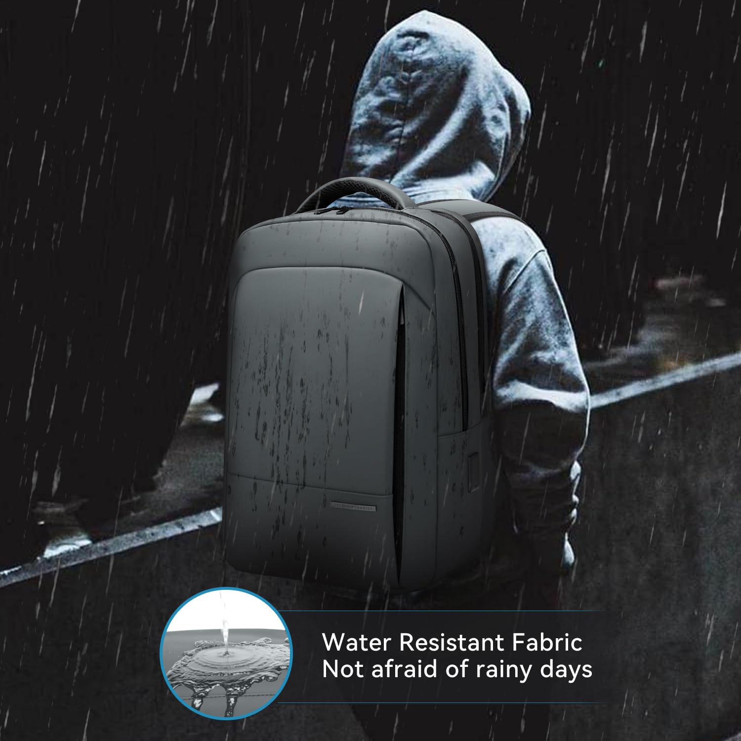 Victoriatourist Anti Theft Laptop Backpack for Men & Women - Automatic Zipper Lock, Water Resistant, Fits 15.6 Inch Notebook, Ideal for Business, Work & Travel (Blue Gray)