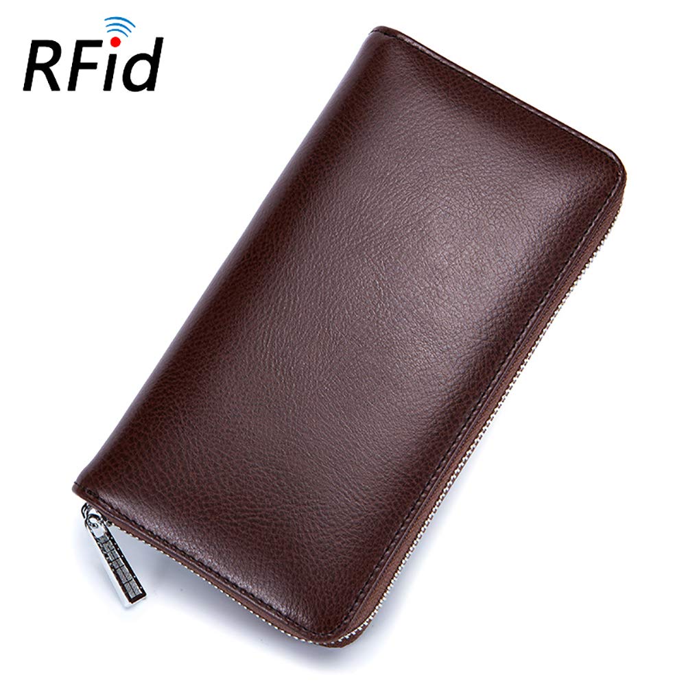 YOUNGSUN RFID Blocking Leather Wallet for Women & Men - Slim Credit Card Holder with Coin Purse, Multi-Card Organizer (Coffee, One Size) - Perfect for Travel, Shopping & Everyday Use