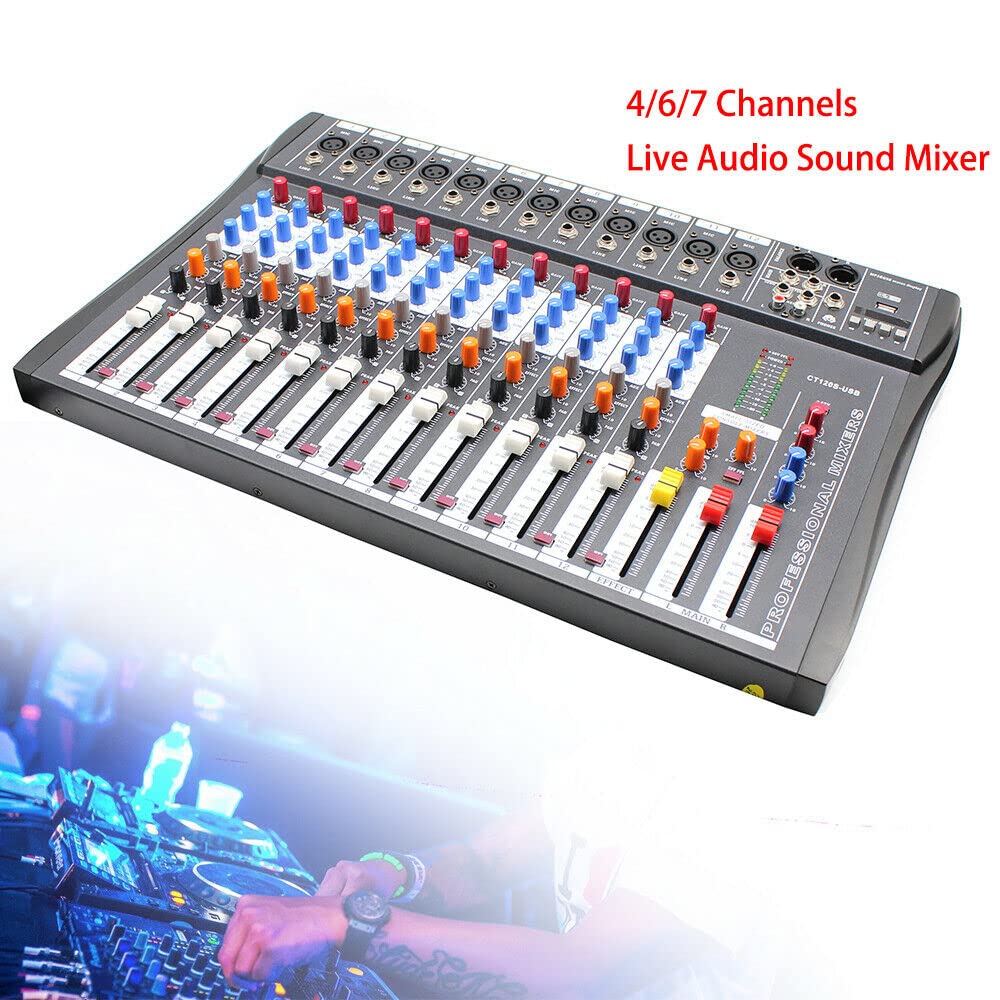 Professional Audio Mixer Amplifier - 8-Channel DJ Sound Mixing Board for Live Streaming, Studio Recording & Podcasting | Perfect for Home Studios, Church Events & Live Performances