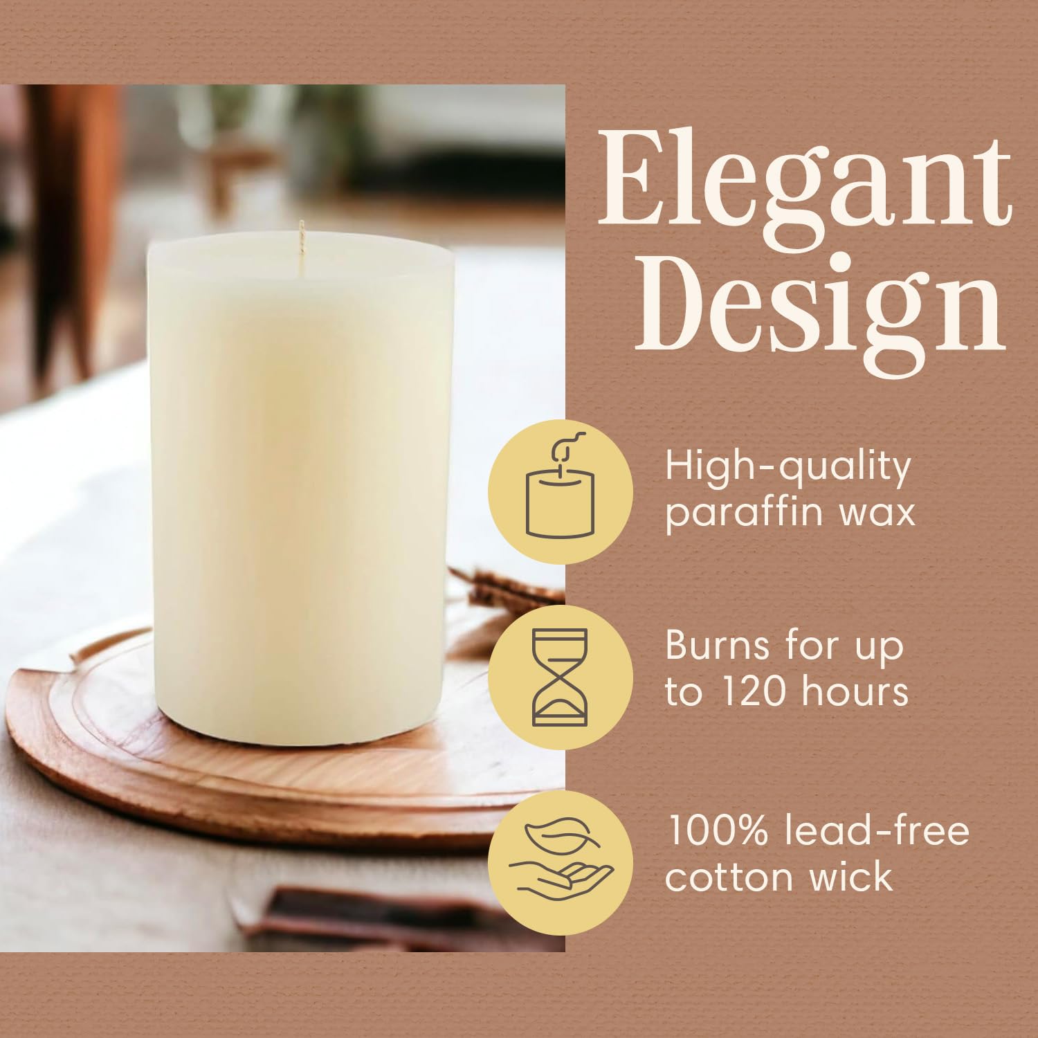 Premium Unscented Ivory Pillar Candle - 4x6 Inch Hand-Poured Luxury Wax for Home Decor | Smokeless, Dripless, 120-Hour Burn Time | Perfect for Weddings, Dinner Parties & Relaxing Ambiance
