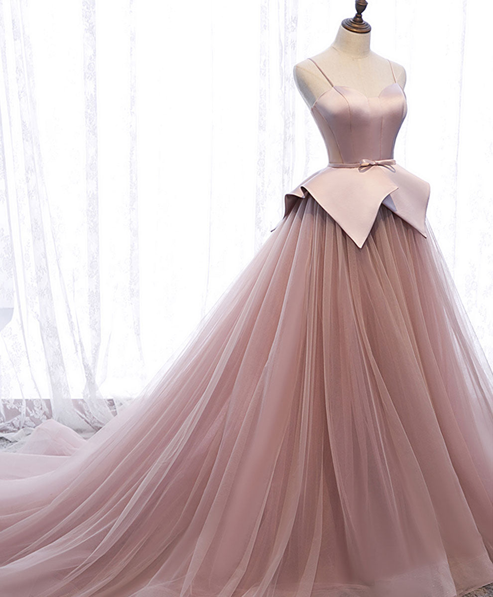 Elegant Pink Sweetheart Tulle Long Prom Gown - Formal Evening Dress for Homecoming, Ball & Special Occasions