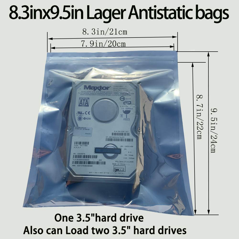 40pcs Anti Static Bags - 4 Sizes Mixed ESD Shielding Bags with Labels for Hard Drives, HDD & Electronic Components - Perfect for Computer Repair, PCB Storage & Electronic Device Protection