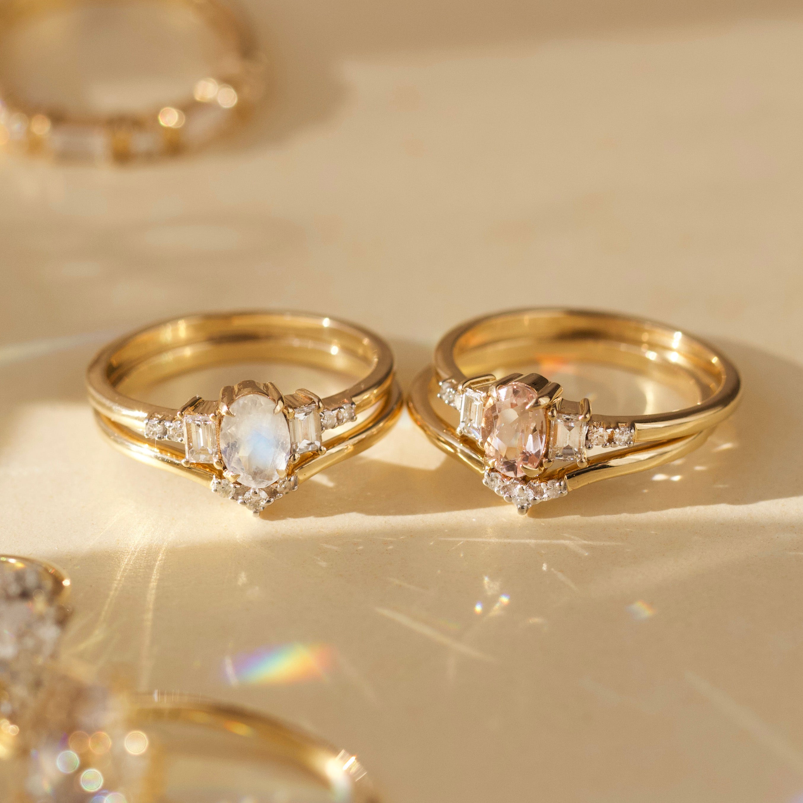 Stunning Estella Morganite & Diamond Engagement Ring Set – Elegant Pink Morganite & Sparkling Diamonds for Women | Perfect for Proposals, Weddings & Anniversaries