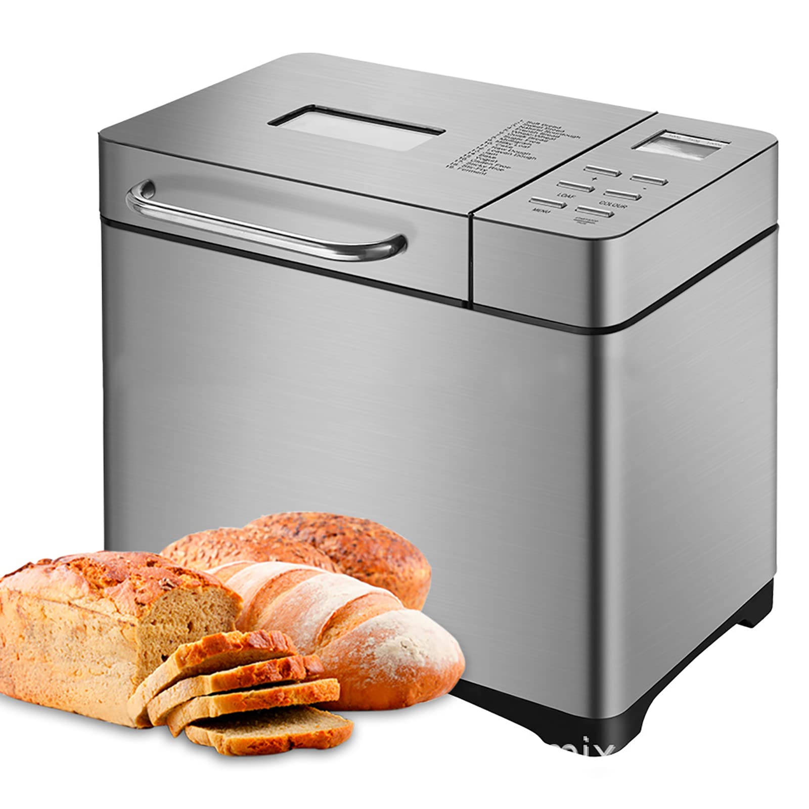 Automatic Bread Maker Machine with Fruit & Nut Dispenser - 17 Programs, 15-Hour Timer, Stainless Steel Bread Maker for Home Baking | Perfect for Family Breakfast, Homemade Artisan Bread & Gluten-Free Recipes