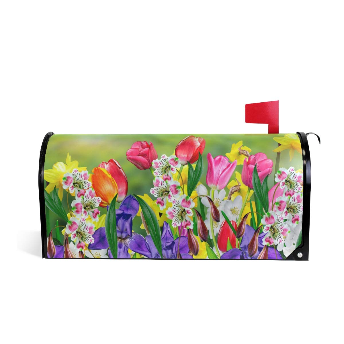 WOOR Spring Flowers Magnetic Mailbox Cover - Daffodils & Tulips Design, Standard Size 18