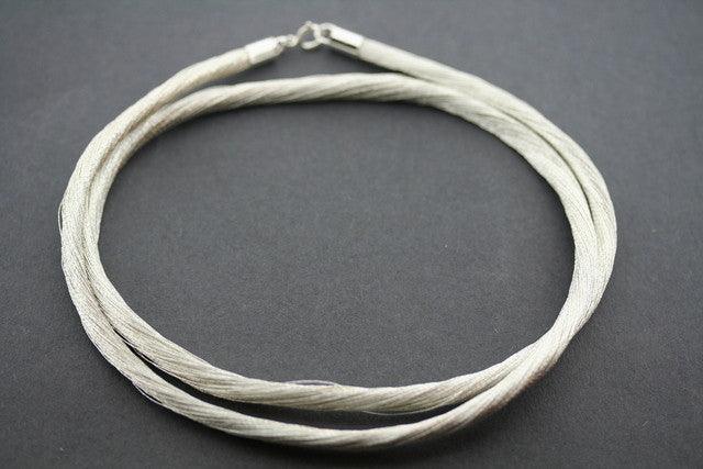 Elegant Japanese Silk Strand Necklace in Silver - Perfect for Weddings, Parties & Special Occasions