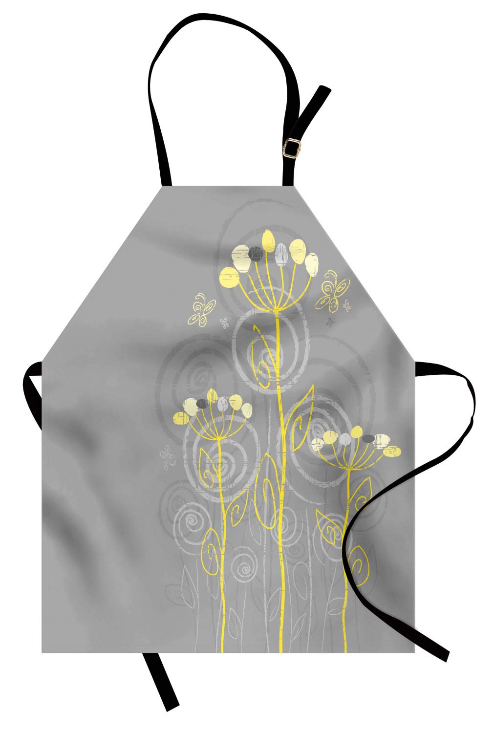 Ambesonne Grey Yellow Apron - Adjustable Ties for Baking & Painting - Under The Sea Design