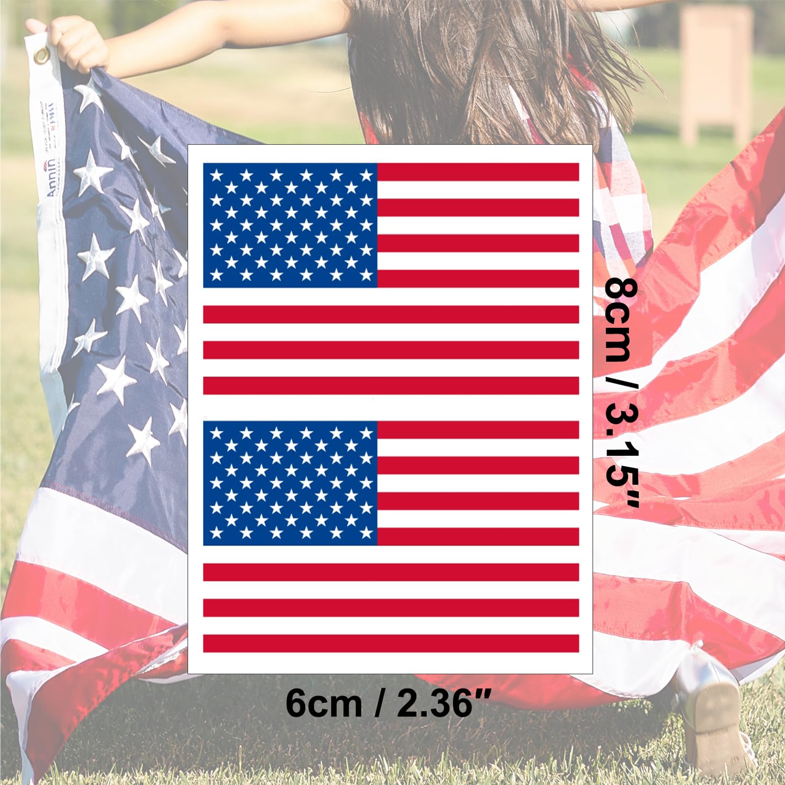 **20-Pack American Flag Temporary Tattoos - Patriotic USA Flag Fake Tattoo Stickers for Men, Women & Kids - Perfect for 4th of July, Independence Day, Memorial Day & Patriotic Events - Great for Face, Arms & Body Decoration**