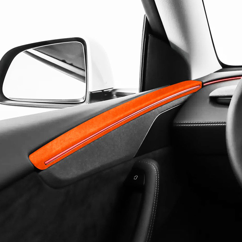 2025+ Tesla Model Y Juniper Alcantara Door Panel Overlays - Premium Interior Upgrade with Ambient Lighting | Luxury Car Accessories for Enhanced Driving Comfort & Style | Perfect for Tesla Enthusiasts & Custom Car Interiors