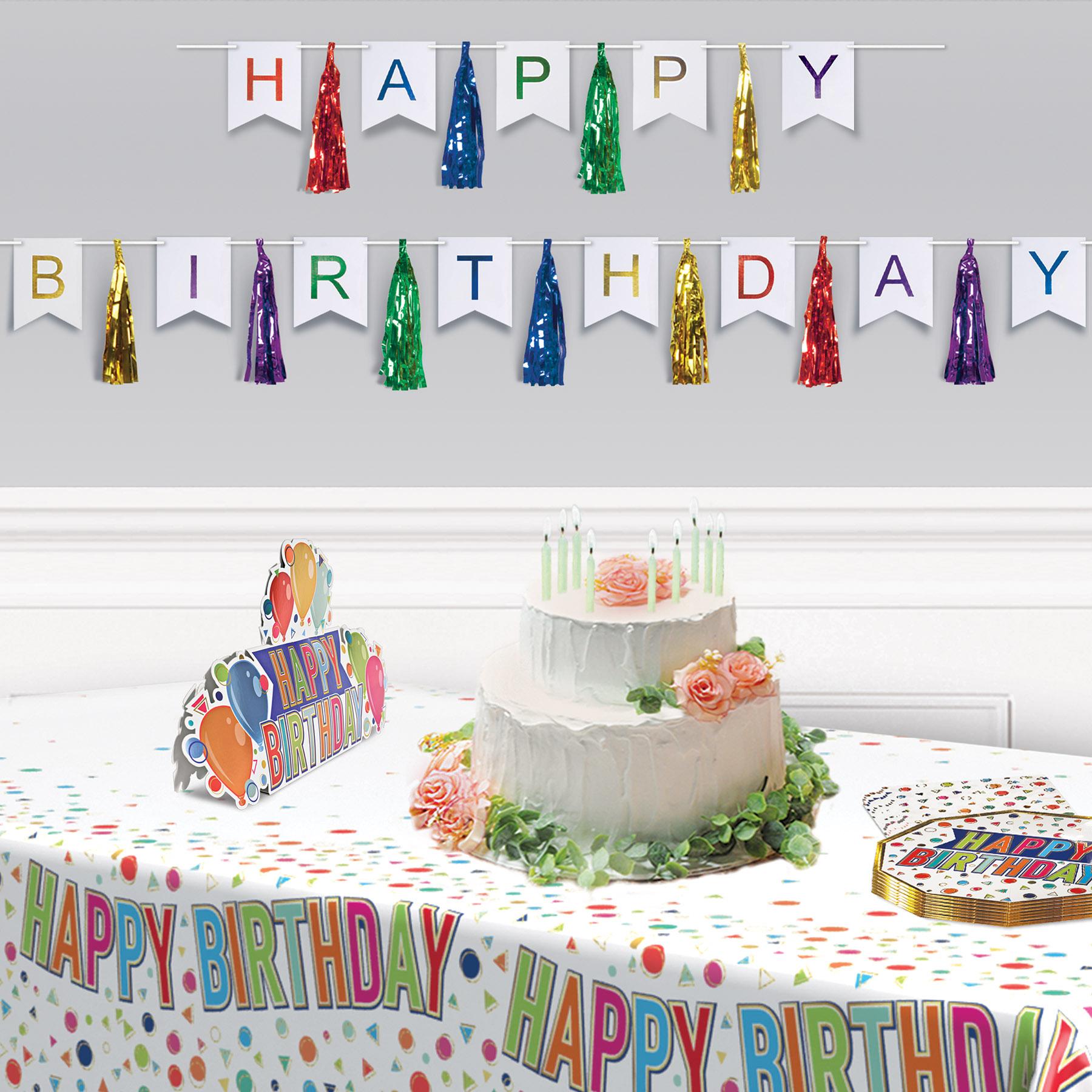 12 Pack Beistle Happy Birthday Party Tassel Streamers - Multicolor Decorative Hanging Garlands for Birthday Celebrations, Baby Showers & Festive Events
