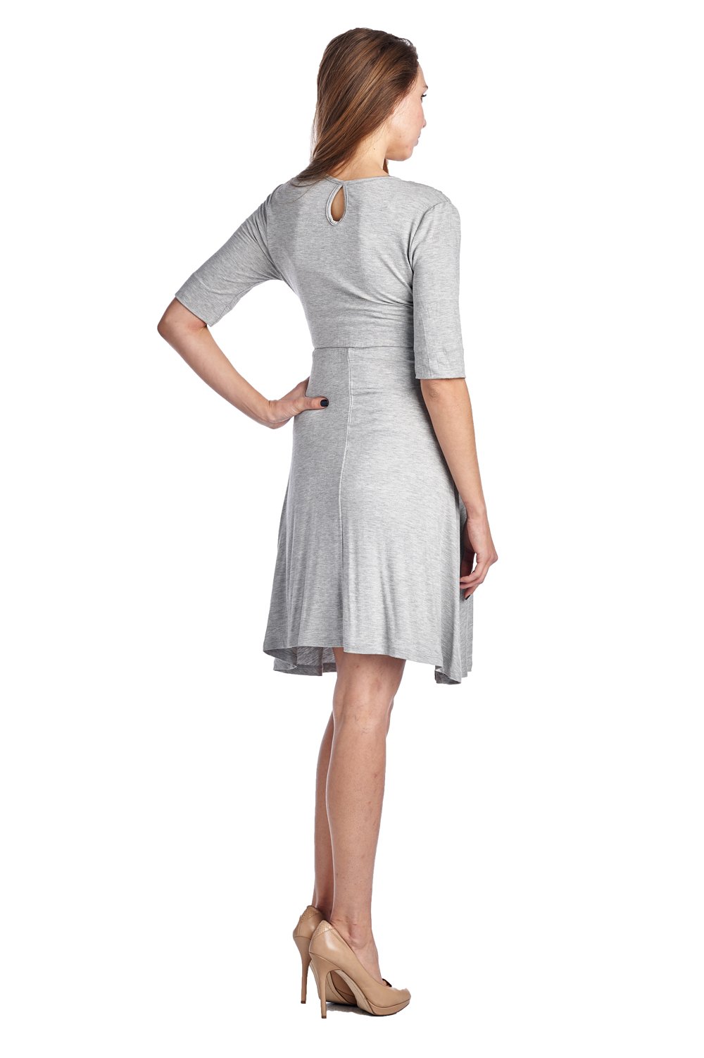 LaClef Women's Maternity Wrap Dress with Adjustable Tie Waist Belt - Flattering Pregnancy Outfit for Work, Parties & Everyday Comfort
