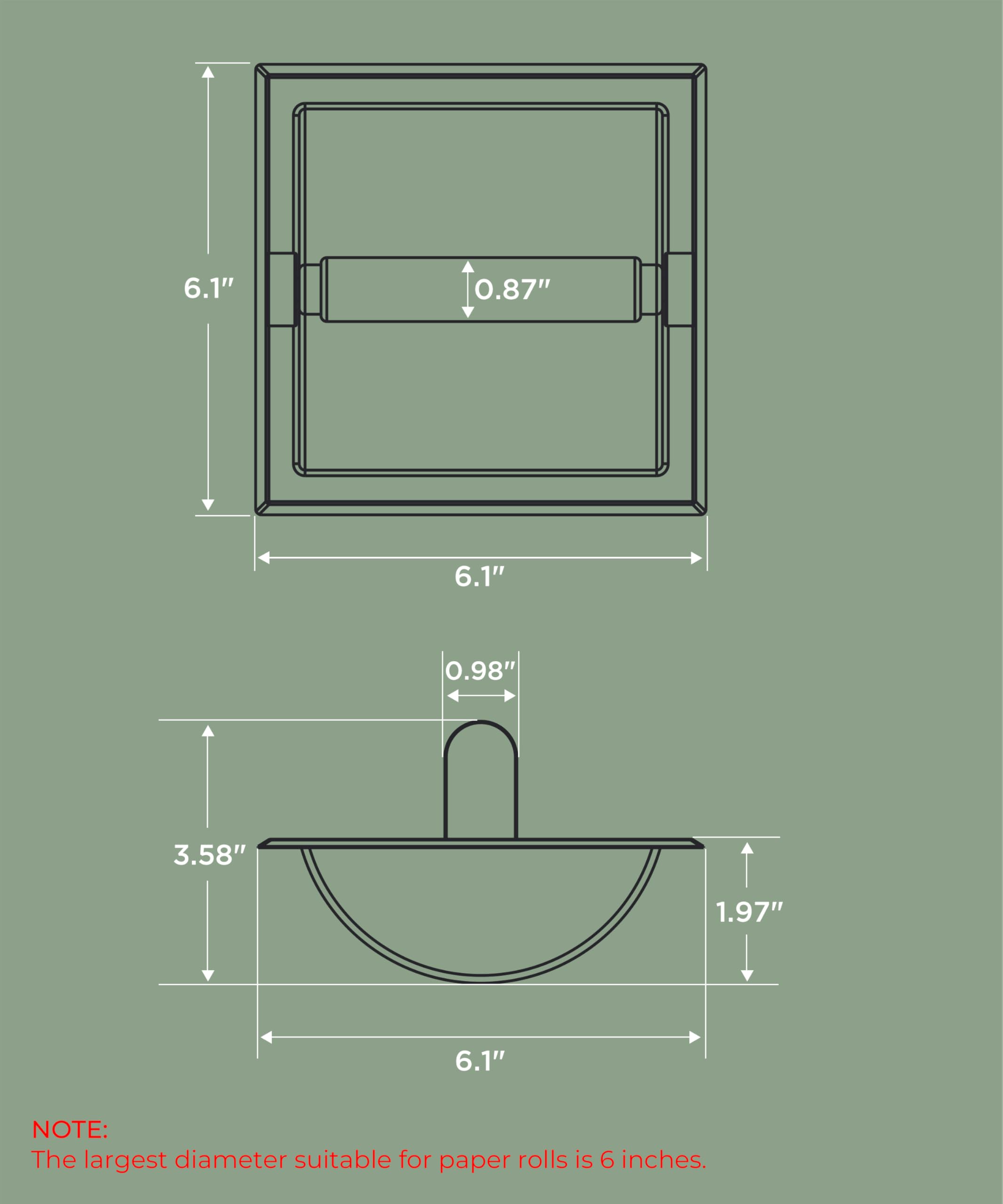 FORIOUS Matte Black Toilet Paper Holder - Wall Mount Recessed Bathroom Tissue Roll Holder with Rear Mounting Bracket | Durable & Space-Saving Design for Modern Homes & Apartments