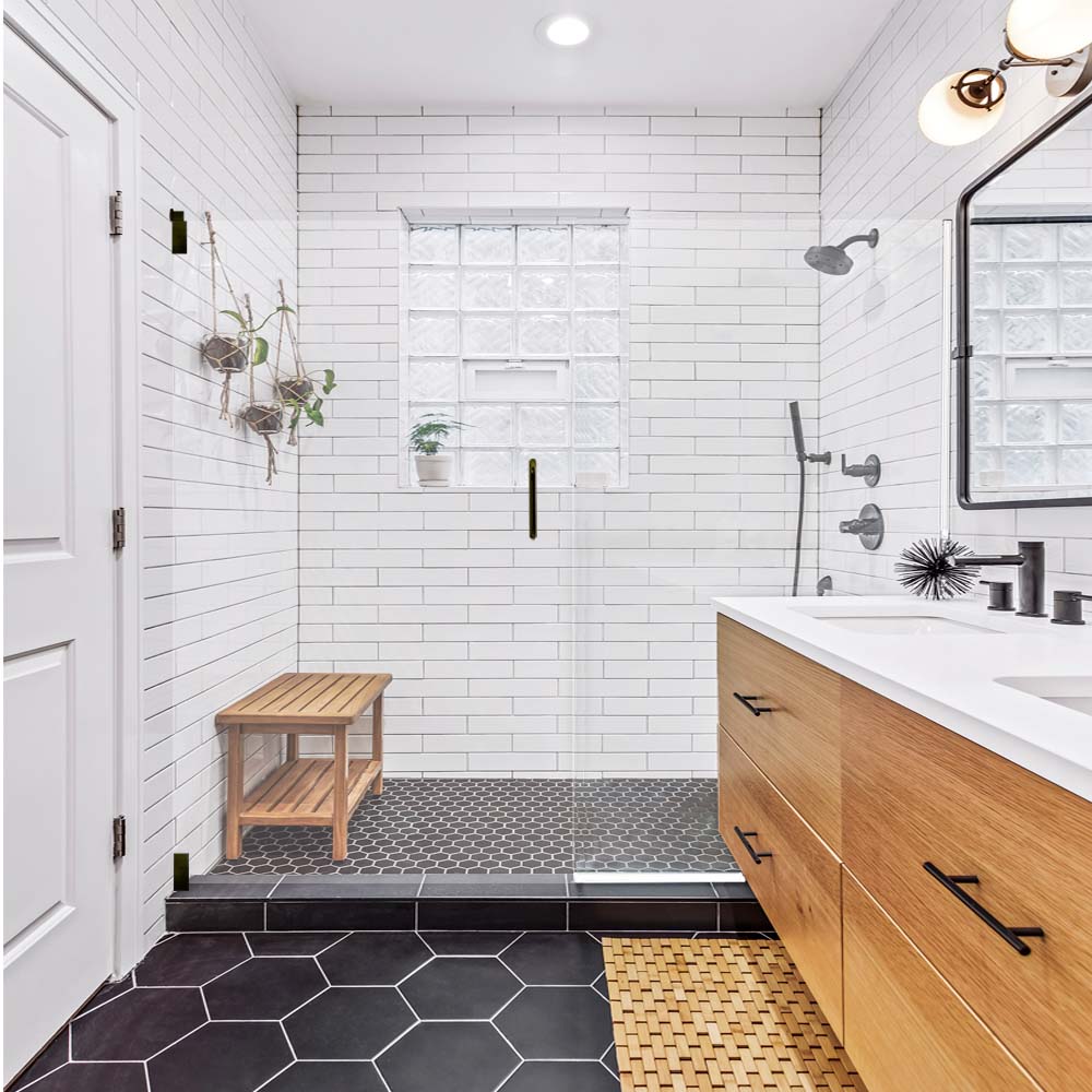 Premium Stone Casings & Pivot Shower Door Kit - Heavy Duty Frameless Glass Shower Enclosure for Modern Bathrooms - Perfect for Home Renovation & Luxury Bathroom Upgrades