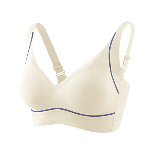 Sexy No-Wire Anti-Sag Sports Bra for Women - Comfortable Back Support Wireless Bralette - 36C Push Up Bra (White, XL) - Perfect for Yoga, Gym Workouts & Everyday Wear