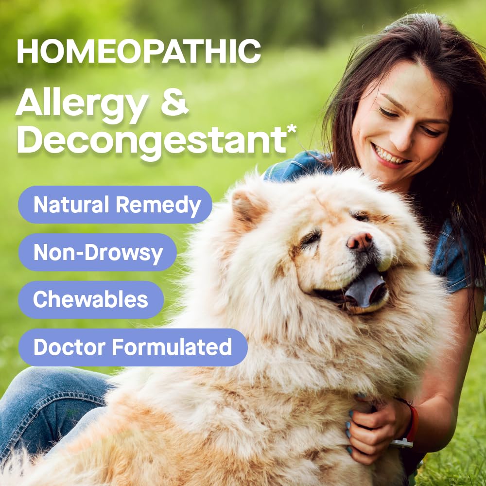 Genexa Allergy Relief Chewable Tablets - Organic Acai Berry Flavor | Drug-Free, Non-Drowsy Homeopathic Remedy for Adults | 60 Count | Natural Allergy & Congestion Support for Seasonal Allergies, Dust & Pet Allergies | Perfect for Home, Office & Travel Use