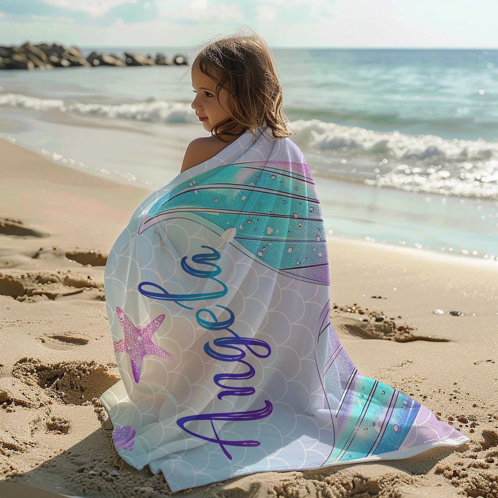 Personalized Beach Towels for Kids & Adults - Oversized Microfiber Beach Towel for Boys, Girls & Babies - Cute Custom Beach Towels for Pool, Vacation & Summer Fun