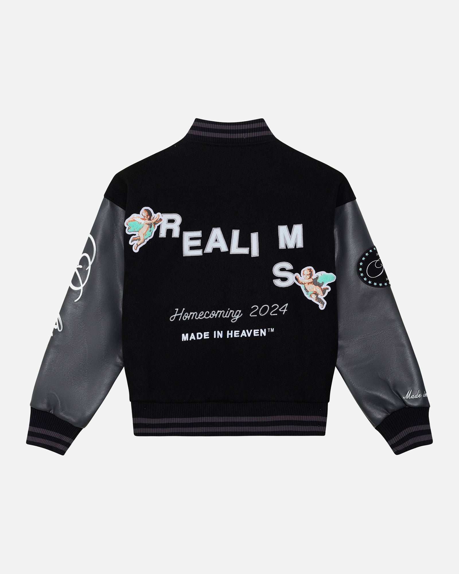 SSS Realism Homecoming Varsity Jacket - Black | Vintage Baseball Letterman Jacket for Men & Women | Perfect for High School Events, College Parties & Casual Outfits