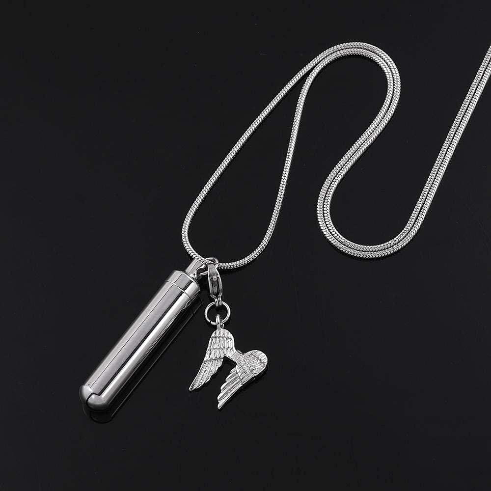 Stainless Steel Cross & Angel Wing Memorial Urn Necklace - Lords Prayer Pendant, Cremation Jewelry for Ashes - 3 Piece Set with Chain - Perfect for Remembrance, Sympathy Gifts & Religious Occasions