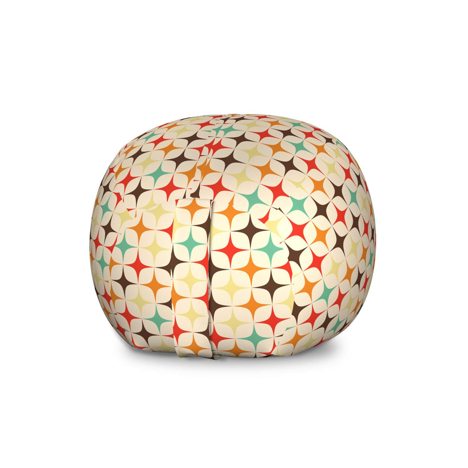 Ambesonne Yellow & Brown Storage Toy Bag Chair - Retro Geometric Pattern with Colorful Stars - Large Washable Stuffed Animal Organizer for Kids' Room, Playroom & Nursery - Perfect for Toy Storage, Reading Nook & Bedroom Decor - Ideal Gift for Birthday, Daycare & Montessori Classroom - Great for Playtime, Sleepovers & Room Organization - Multi-functional Storage Solution for Toys, Books & Blankets