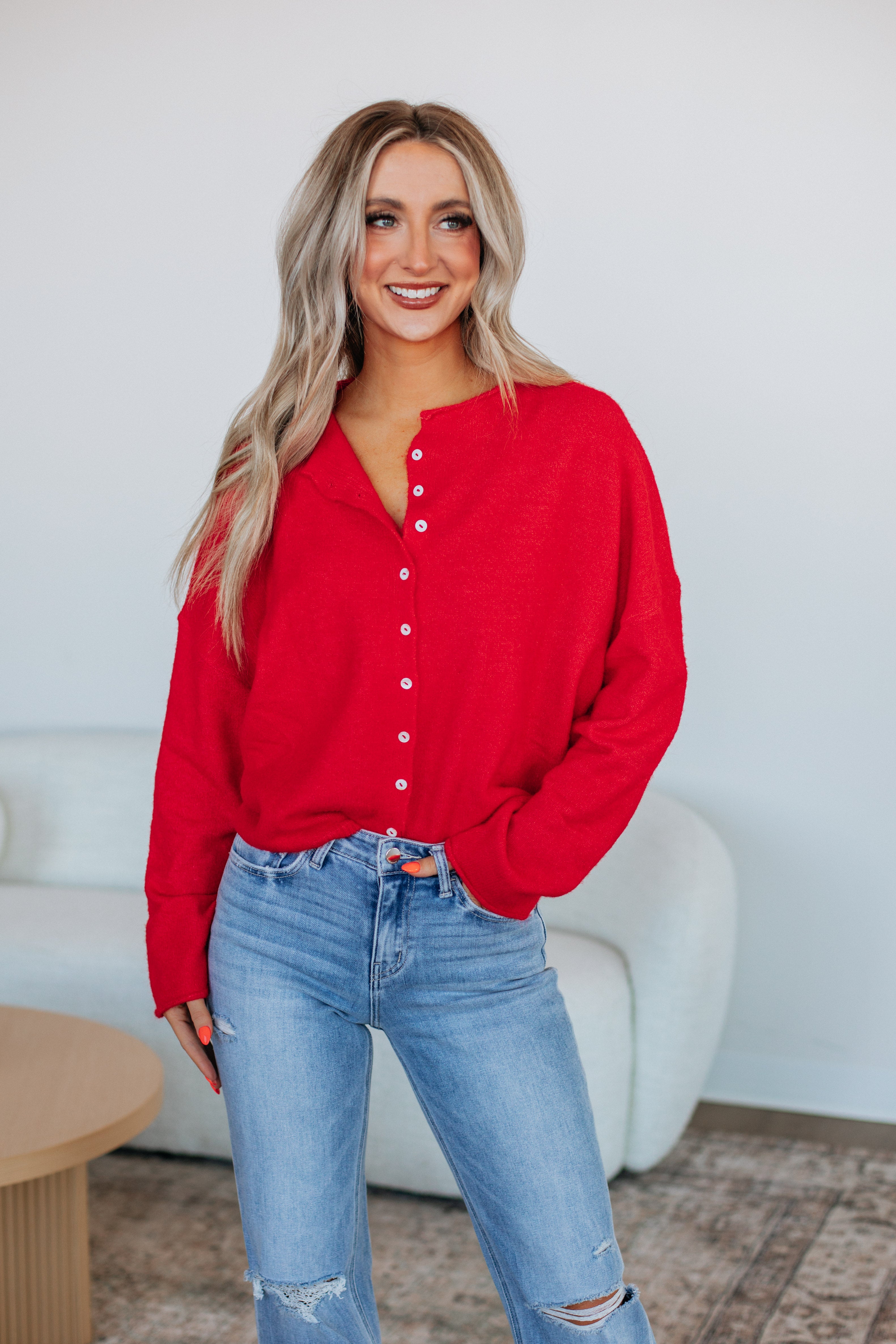Brooke Cardigan Cherry - Stylish Women's Knit Sweater for Fall & Winter | Perfect for Casual Outfits, Office Wear & Cozy Evenings