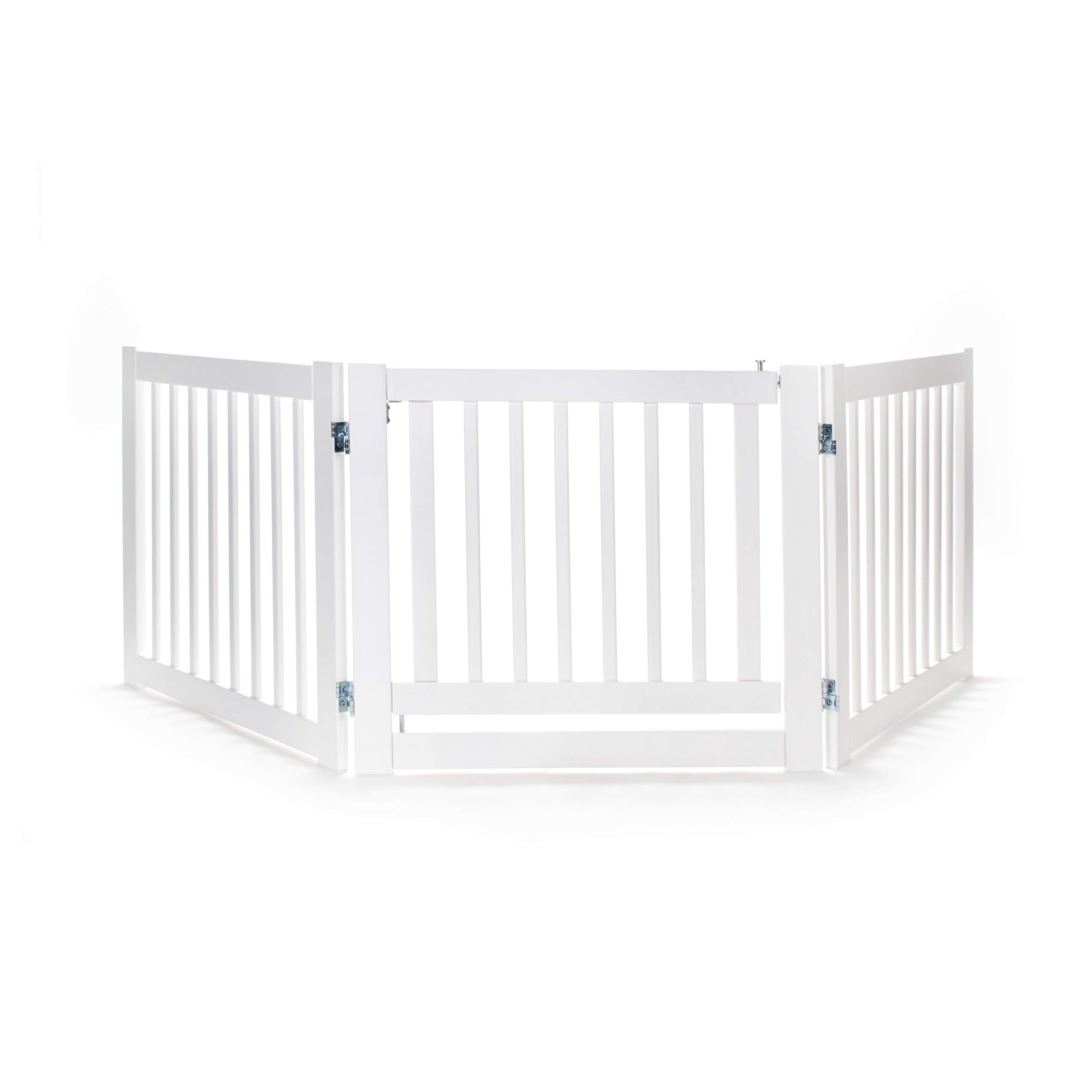 Adjustable 360° Freestanding Pet Gate with Door - Safe & Sturdy Dog Barrier for Home, Stairs, Hallways - Perfect for Large & Small Dogs
