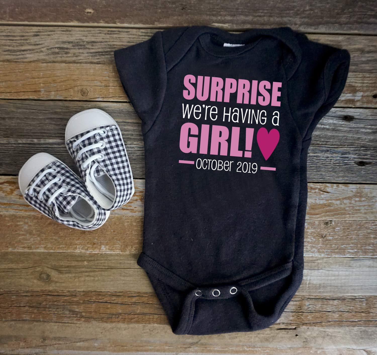 Gender Reveal Onesie - 'Surprise We're Having a Girl' or 'It's a Boy' Baby Announcement Outfit for Pregnancy Reveal Parties & Newborn Photoshoots