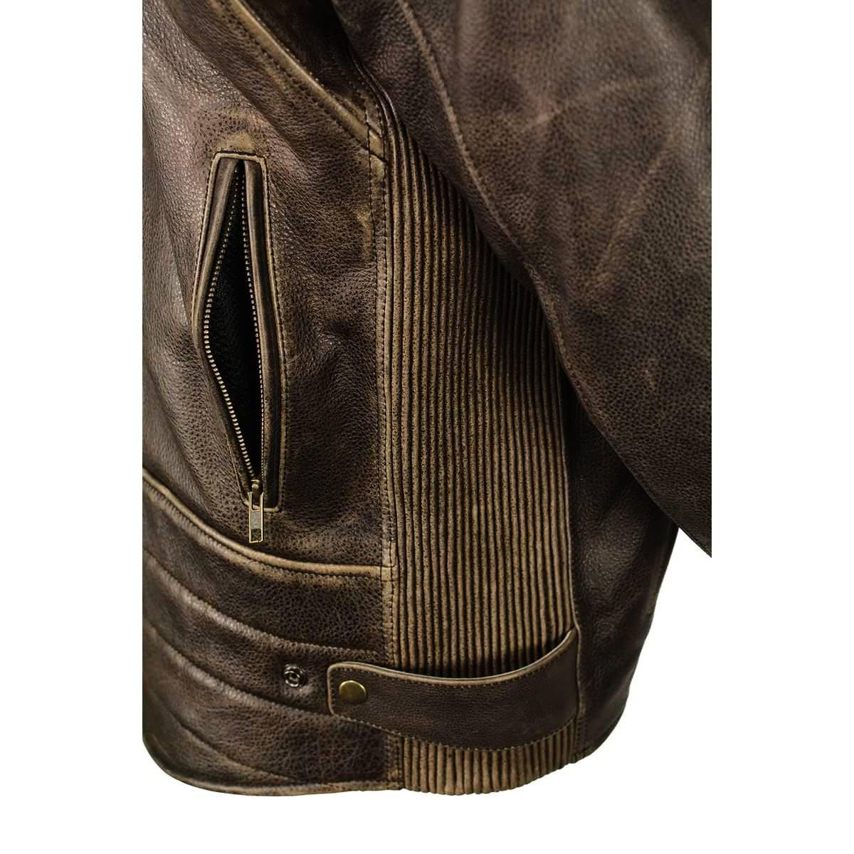 Milwaukee Leather MLM1503 Men's Distressed Brown Motorcycle Jacket - Vented Racer Style Leather Rider Jacket for Harley, Cruiser & Street Bikes | Perfect for Summer Riding & Long-Distance Tours