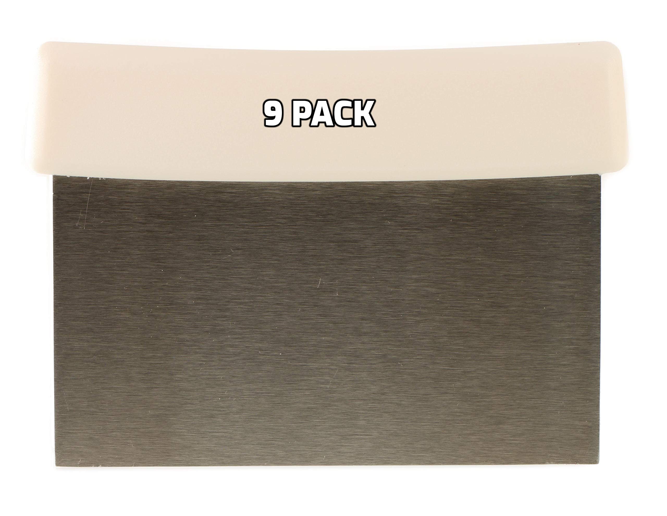 9-Pack Stainless Steel Dough Scraper with Ergonomic Plastic Handle - Heavy Duty Multi-Purpose Kitchen Tool for Chopping Nuts, Herbs, Pastry & Pizza Dough - Ideal for Baking, Cooking & Food Prep - Perfect for Home Bakers & Professional Chefs