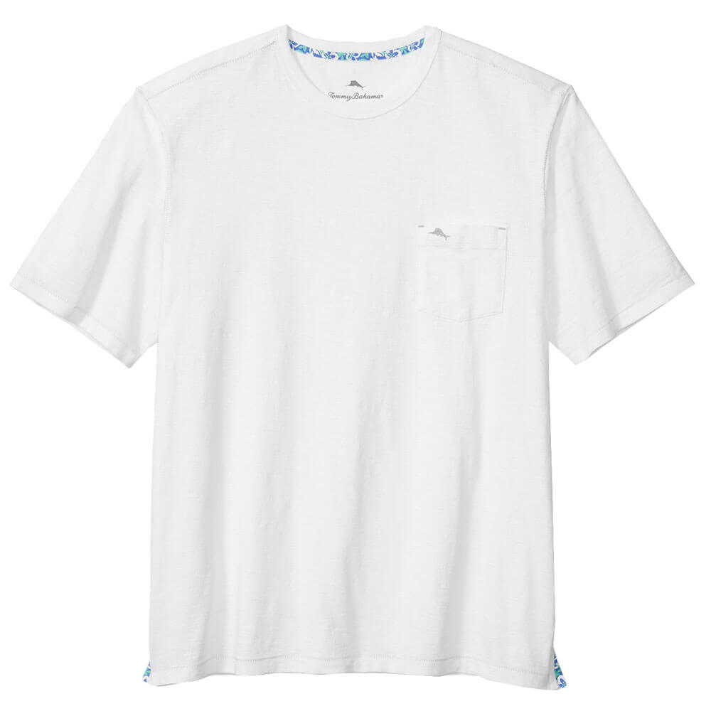 Tommy Bahama Men's Bali Beach Crew Neck T-Shirt - Soft Cotton Short Sleeve Casual Tee for Summer Vacation, Beach Outing & Relaxation | White