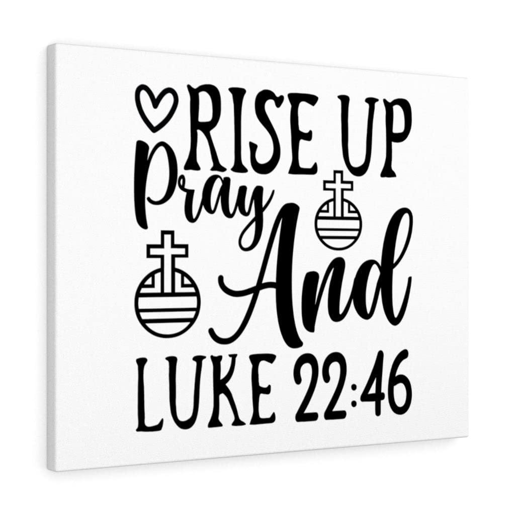 Christian Wall Art with Bible Verse - Luke 22:46 'Rise Up and Pray' Heart & Cross Scripture Print | Ready to Hang Home Decor for Prayer Room, Church, or Inspirational Gift